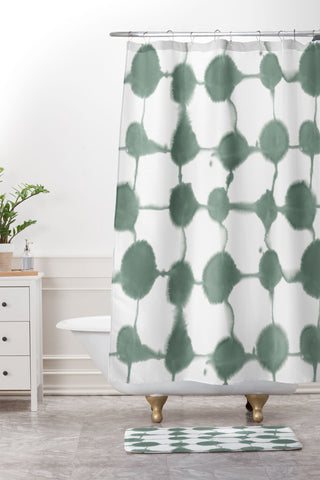 Jacqueline Maldonado Connect Dots Slate Green Shower Curtain And Mat