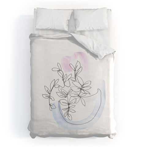 Jacqueline Maldonado Contour Line Botanical 1 Duvet Cover