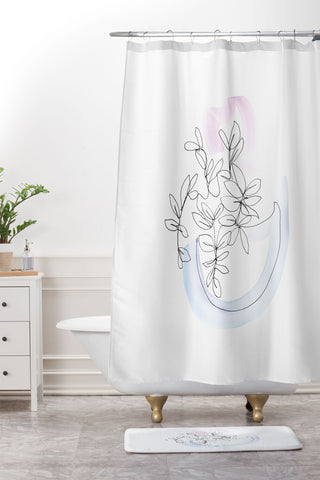Jacqueline Maldonado Contour Line Botanical 1 Shower Curtain And Mat