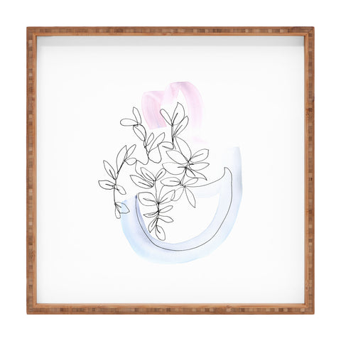 Jacqueline Maldonado Contour Line Botanical 1 Square Tray