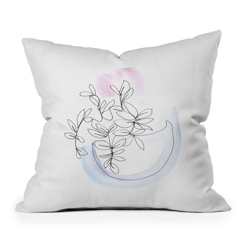 Jacqueline Maldonado Contour Line Botanical 1 Throw Pillow