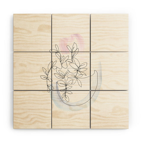 Jacqueline Maldonado Contour Line Botanical 1 Wood Wall Mural