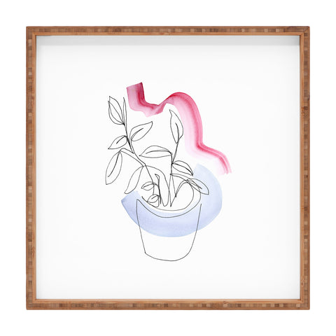 Jacqueline Maldonado Contour Line Botanical 2 Square Tray