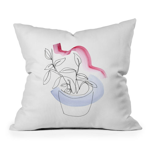 Jacqueline Maldonado Contour Line Botanical 2 Throw Pillow