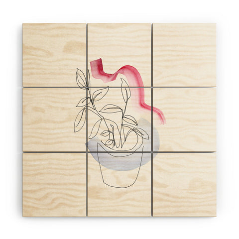 Jacqueline Maldonado Contour Line Botanical 2 Wood Wall Mural