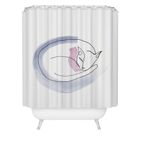 Jacqueline Maldonado Contour Line Cat Shower Curtain