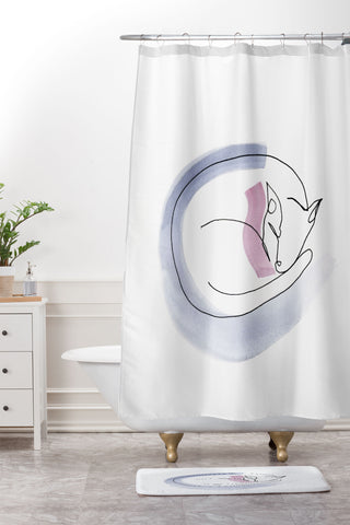 Jacqueline Maldonado Contour Line Cat Shower Curtain And Mat
