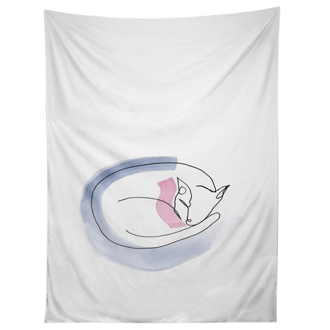 Jacqueline Maldonado Contour Line Cat Tapestry