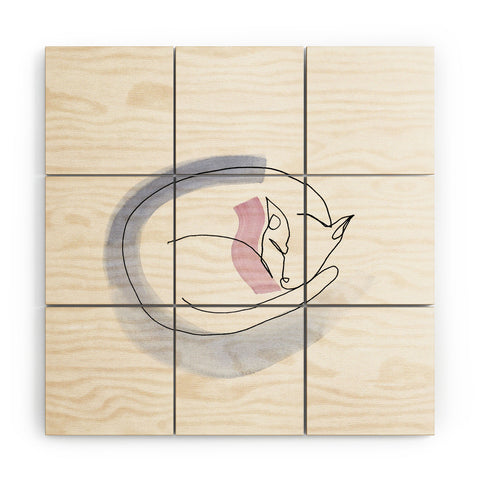 Jacqueline Maldonado Contour Line Cat Wood Wall Mural