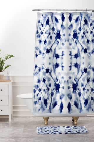 Jacqueline Maldonado Cosmic Connections Blue Shower Curtain And Mat