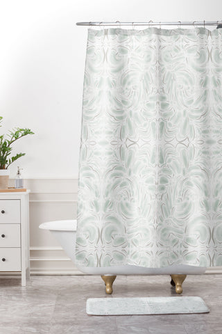 Jacqueline Maldonado Curve Sage Taupe Shower Curtain And Mat