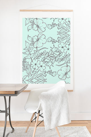 Jacqueline Maldonado Dotted Floral Scroll Mint Art Print And Hanger