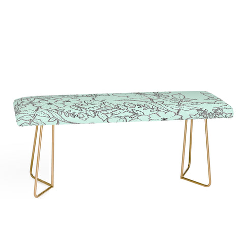 Jacqueline Maldonado Dotted Floral Scroll Mint Bench