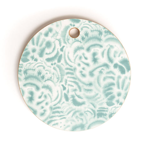 Jacqueline Maldonado Dye Curves Blue Surf Cutting Board Round
