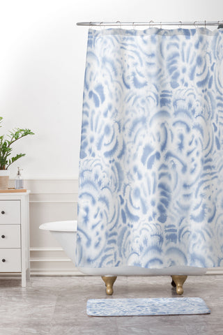 Jacqueline Maldonado Dye Curves Soft Blue Shower Curtain And Mat