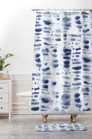 Jacqueline Maldonado Dye Dash Bizmark Blue Shower Curtain And Mat