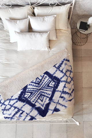 Jacqueline Maldonado Dye Diamond Indigo Fleece Throw Blanket