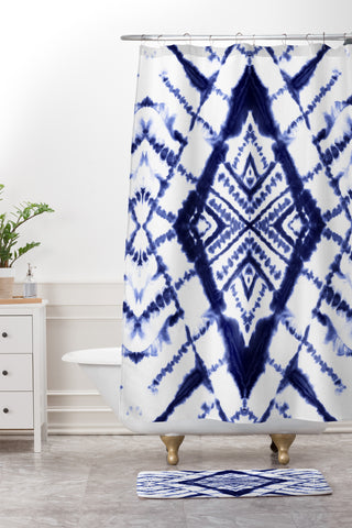 Jacqueline Maldonado Dye Diamond Indigo Shower Curtain And Mat