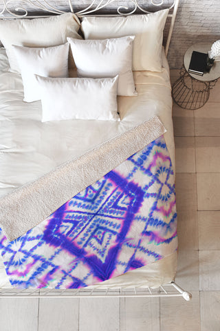 Jacqueline Maldonado Dye Diamond Iridescent Blue Fleece Throw Blanket