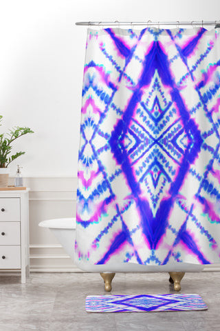 Jacqueline Maldonado Dye Diamond Iridescent Blue Shower Curtain And Mat