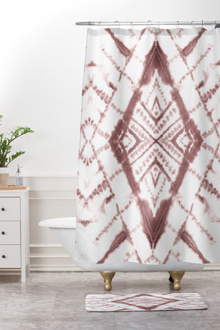 Jacqueline Maldonado Dye Diamond Taupe Shower Curtain And Mat