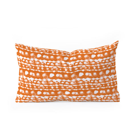 Jacqueline Maldonado Dye Dot Stripe Orange Oblong Throw Pillow