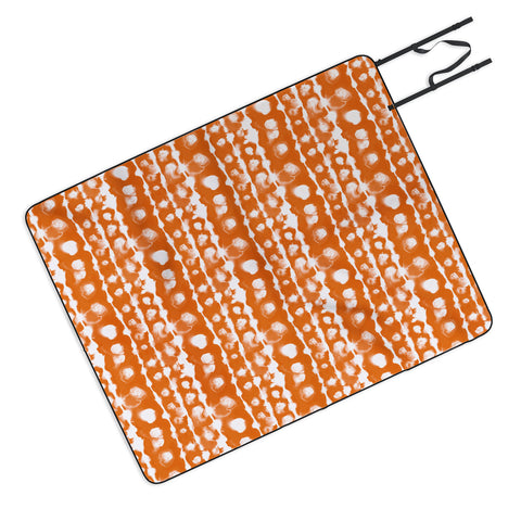 Jacqueline Maldonado Dye Dot Stripe Orange Picnic Blanket