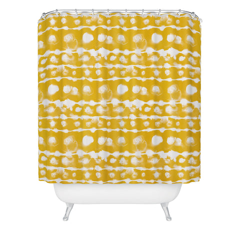 Jacqueline Maldonado Dye Dot Stripe Yellow Shower Curtain
