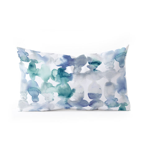 Jacqueline Maldonado Dye Ovals Blue Green Oblong Throw Pillow