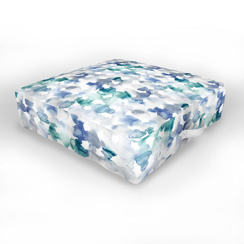 Jacqueline Maldonado Dye Ovals Blue Green Outdoor Floor Cushion