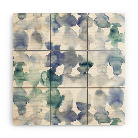 Jacqueline Maldonado Dye Ovals Blue Green Wood Wall Mural