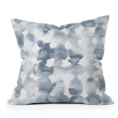 Jacqueline Maldonado Dye Ovals Bue Fog Throw Pillow