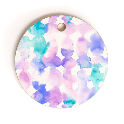 Jacqueline Maldonado Dye Ovals Pink Turquoise Cutting Board Round