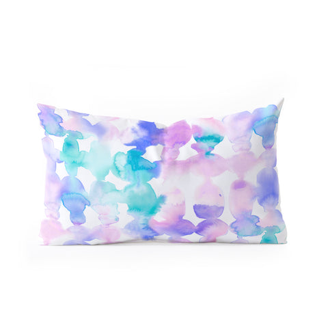 Jacqueline Maldonado Dye Ovals Pink Turquoise Oblong Throw Pillow