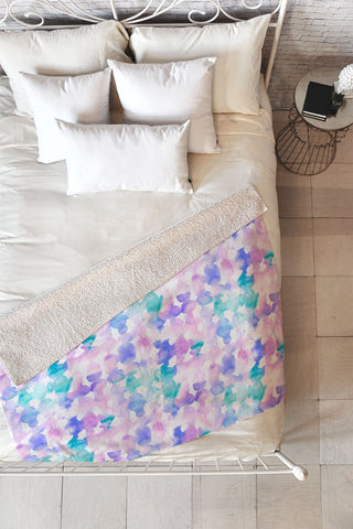 Jacqueline Maldonado Dye Ovals Pink Turquoise Fleece Throw Blanket