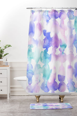 Jacqueline Maldonado Dye Ovals Pink Turquoise Shower Curtain And Mat