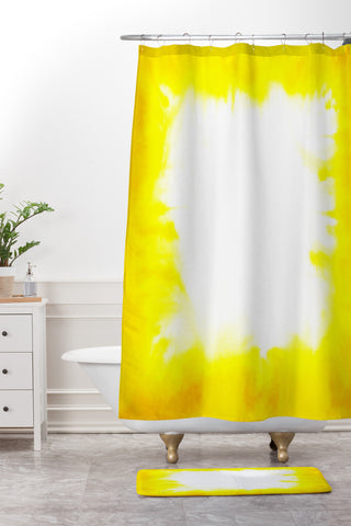 Jacqueline Maldonado Edge Dye Yellow Shower Curtain And Mat
