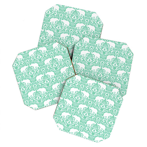 Jacqueline Maldonado Elephant Damask Hemlock Coaster Set
