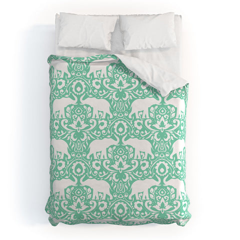 Jacqueline Maldonado Elephant Damask Hemlock Duvet Cover