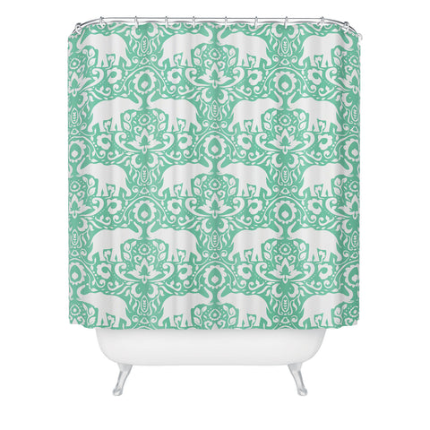 Jacqueline Maldonado Elephant Damask Hemlock Shower Curtain