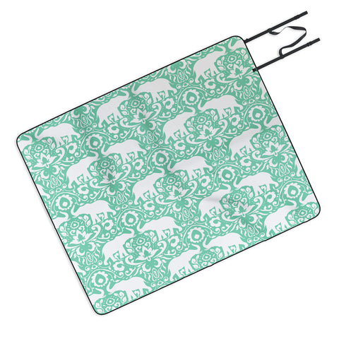 Jacqueline Maldonado Elephant Damask Hemlock Picnic Blanket