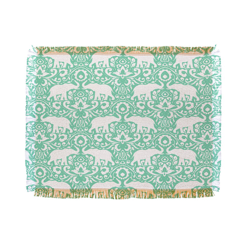 Jacqueline Maldonado Elephant Damask Hemlock Throw Blanket