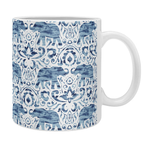 Jacqueline Maldonado Elephant Damask Watercolor Blue Coffee Mug