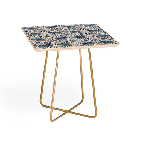 Jacqueline Maldonado Elephant Damask Watercolor Blue Side Table