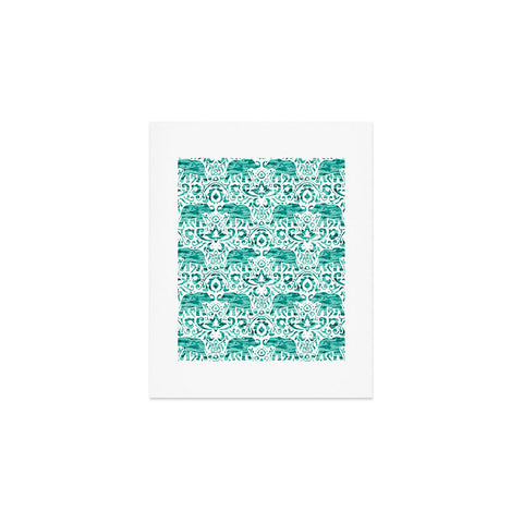 Jacqueline Maldonado Elephant Damask Watercolor Green Art Print