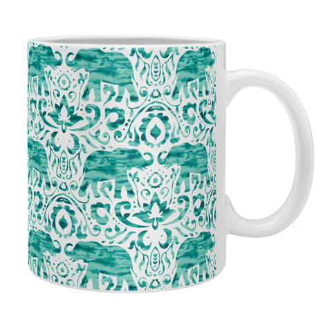 Jacqueline Maldonado Elephant Damask Watercolor Green Coffee Mug