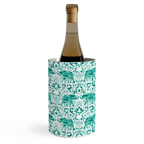 Jacqueline Maldonado Elephant Damask Watercolor Green Wine Chiller