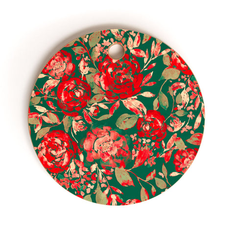 Jacqueline Maldonado Farmhouse Floral Christmas Cutting Board Round
