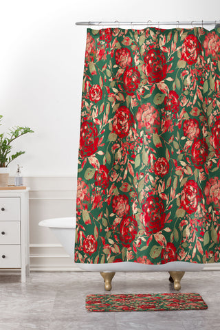 Jacqueline Maldonado Farmhouse Floral Christmas Shower Curtain And Mat