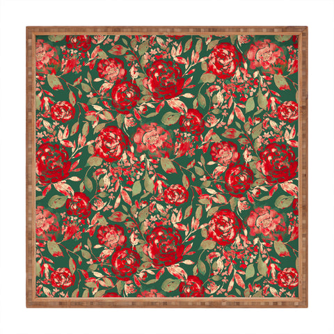 Jacqueline Maldonado Farmhouse Floral Christmas Square Tray